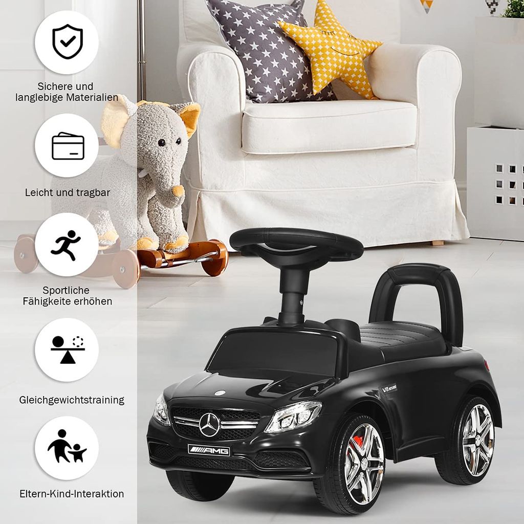Mercedes-Benz Camion de Pompier Porteur Enfant avec Voyant d'Alarme Voiture à Pousser Bébé avec Musique Charge 23kg pour 2-6 Ans Rouge