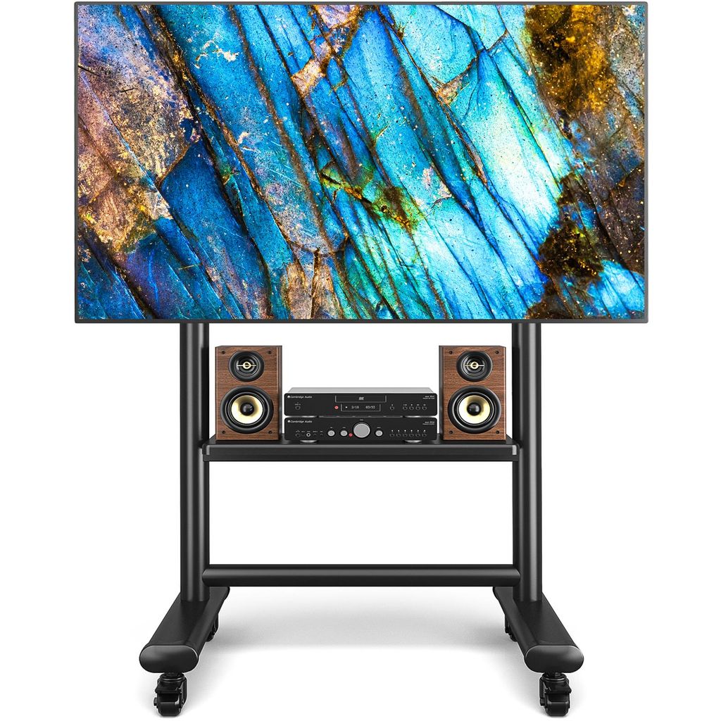 RFIVER TV Ständer Rollbar mit Ablage Für 50-86 Zoll Fernseher, Mobiler Fernsehständer bis 68kg Max. VESA 800x600mm