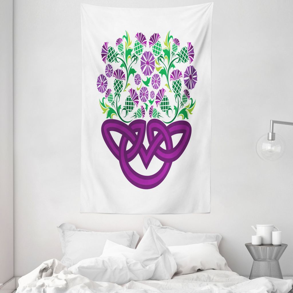 ABAKUHAUS Distel Wandteppich und Tagesdecke, Keltischer Knoten-Basket-Formular aus Weiches Mikrofaser Stoff Waschbar ohne Verblassen Digitaldruck, ...