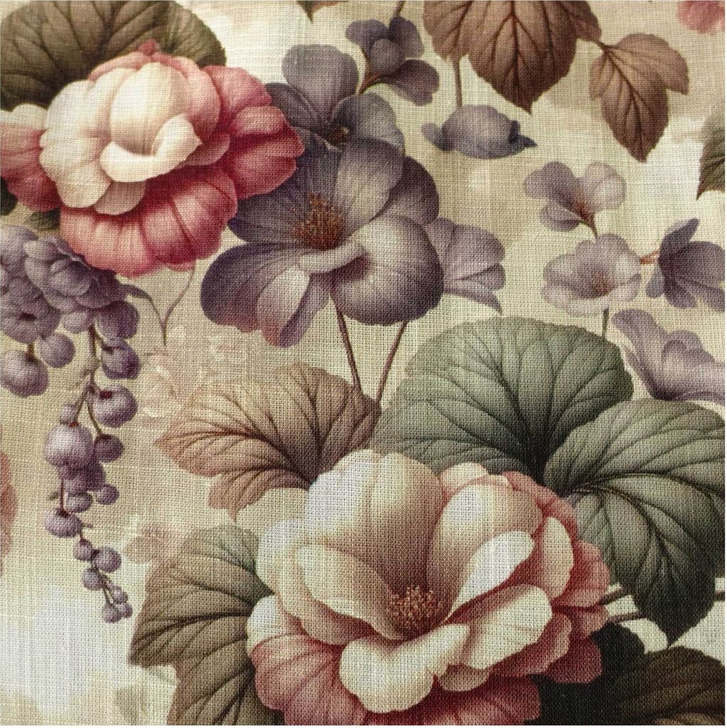 Viskose Leinen Stoff Floral ab 0,5m x 1,43m Kleiderstoff Dekostoff Sommer
