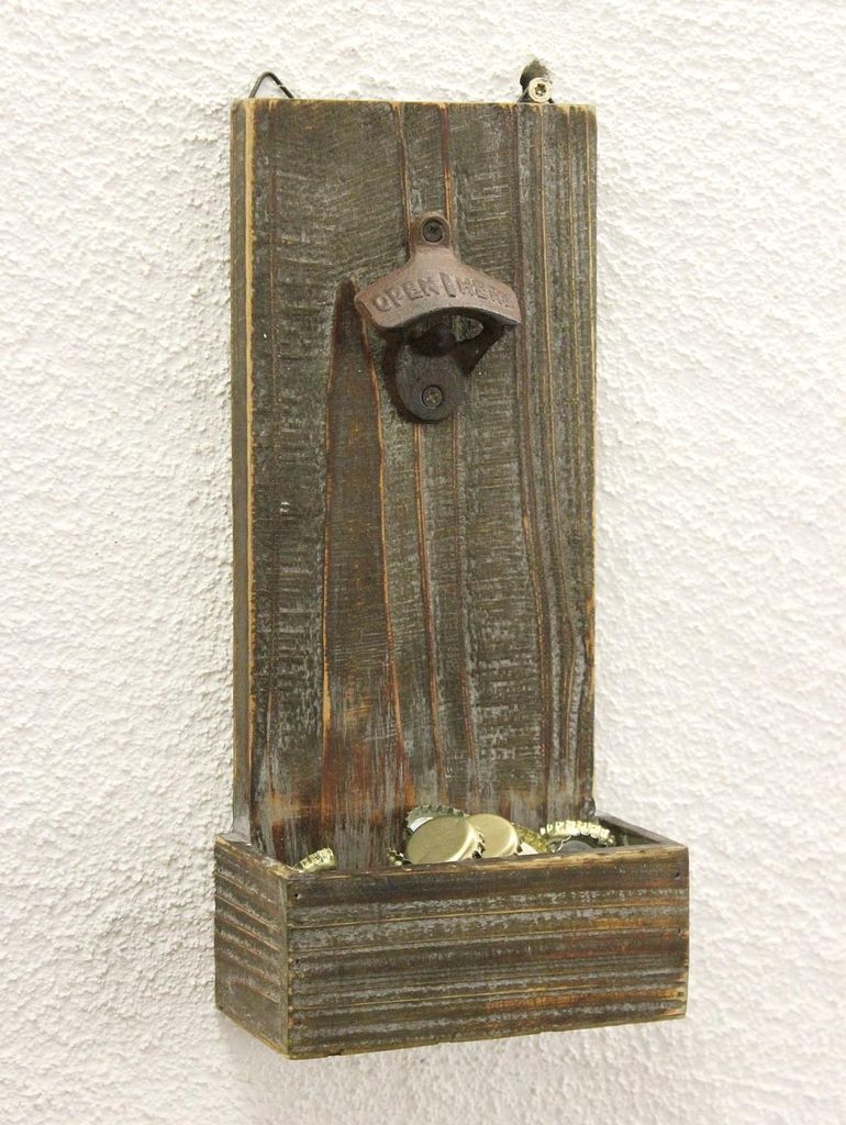 Flaschenöffner mit Kronkorkenbehälter Bieröffner 32 cm Wandflaschenöffner Öffner / Produktart: 5094