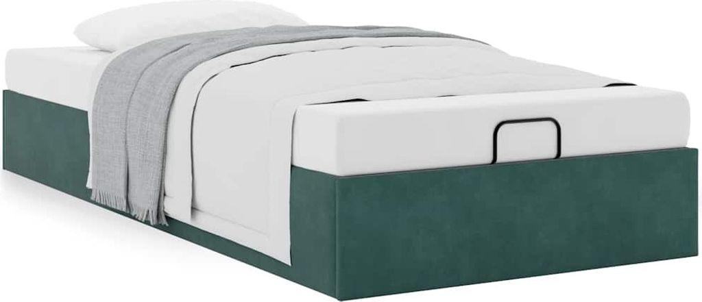 Ottoman-Bett ohne Matratze Dunkelgrün 90x200 cm Samt