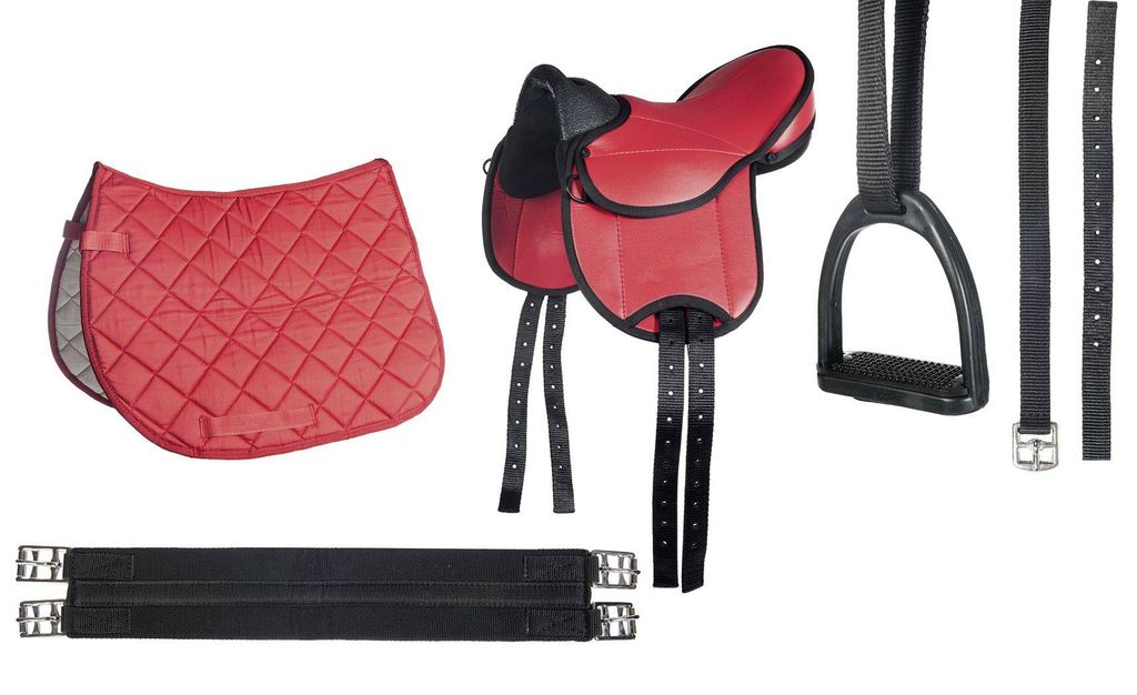 HKM Shettysattel Set Beginner Kindersattel Rot Shetty Produktbild 