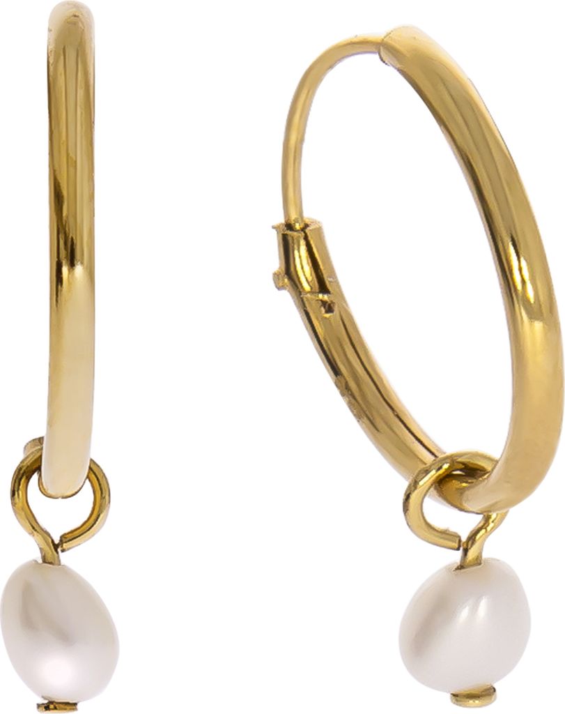 Zeeme Pearls Ohrringe 925/- Sterling Silber 2,0cm gelb Perle weiß 358210167V