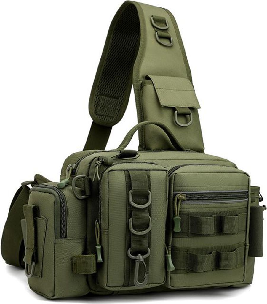 Angeltasche, Multifunktionale Outdoor, Aufbewahrungstasche mit Wasserabweisendem Material, Olivgrün