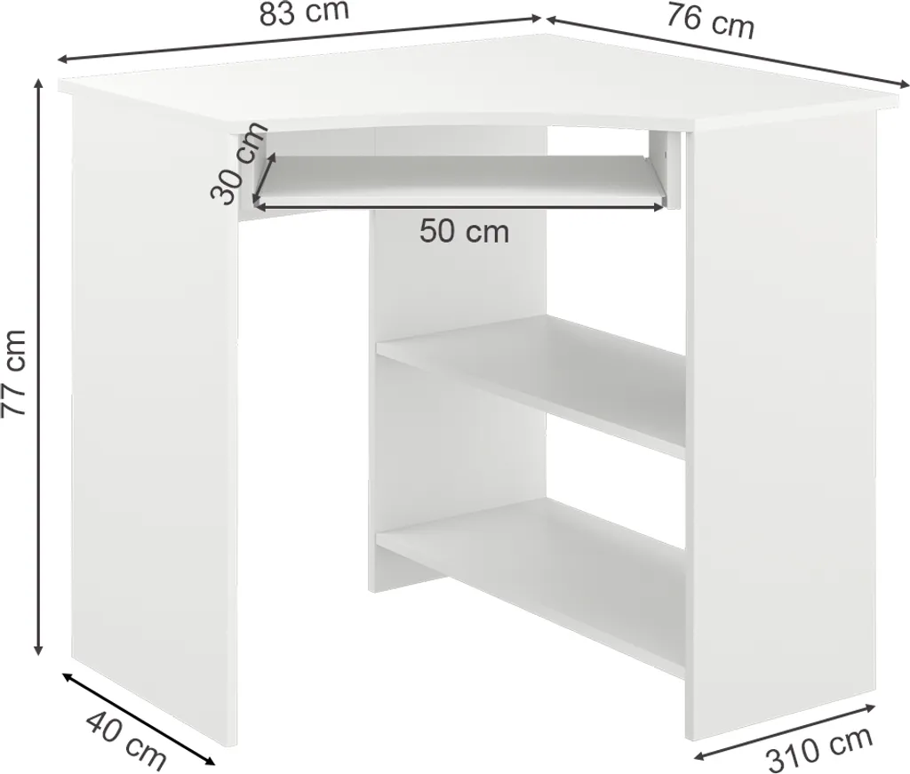 Vicco Scrivania angolare Odin, 83 x 76 cm, Bianco - 4