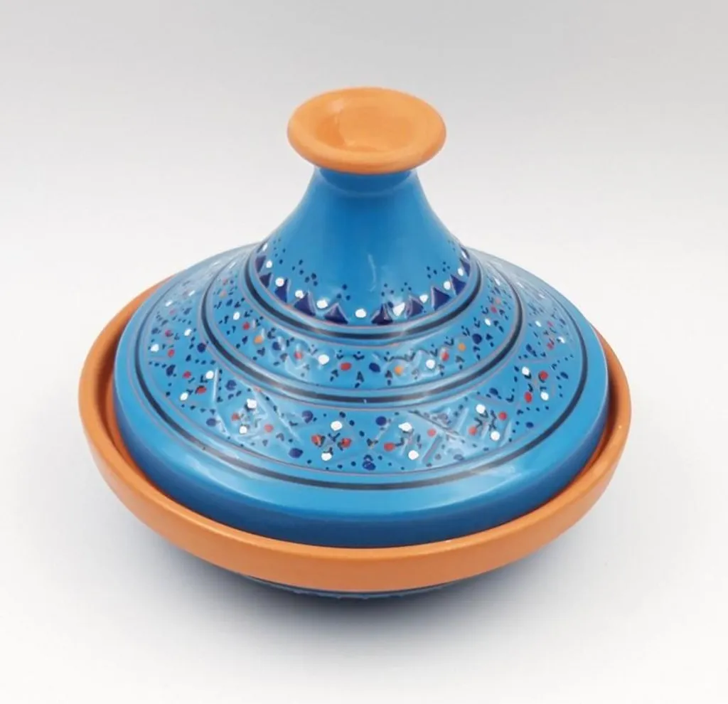 Pentola Tajine Marrakech Blue 22cm - Cottura Lenta e Sana Monoporzione
