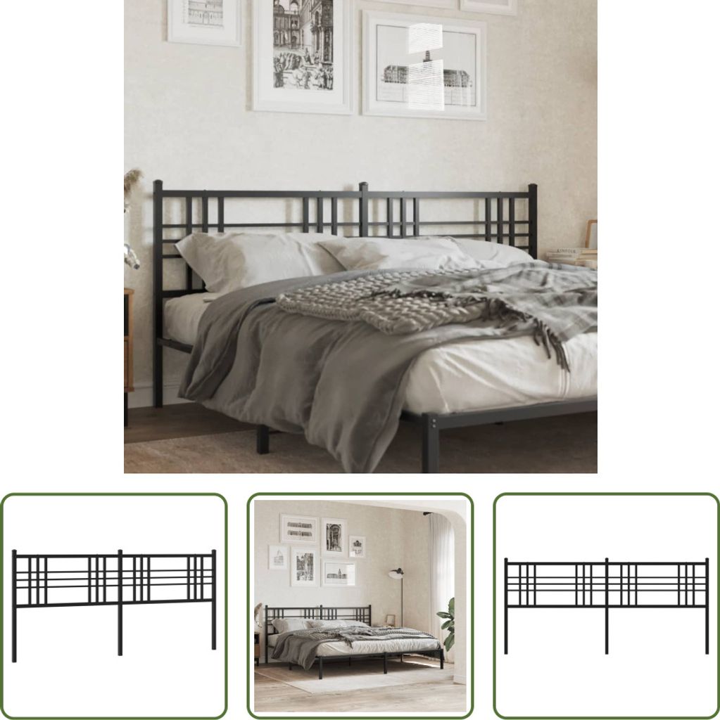 The Living Store Kopfteil Metall Schwarz 200 cm
