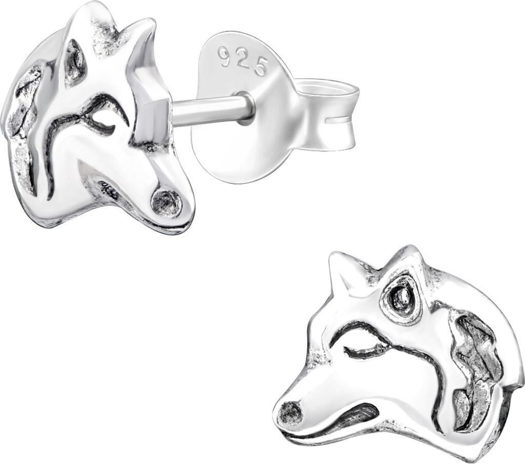 Ohrstecker 925 Sterling Silber mit Wolf Produktbild 