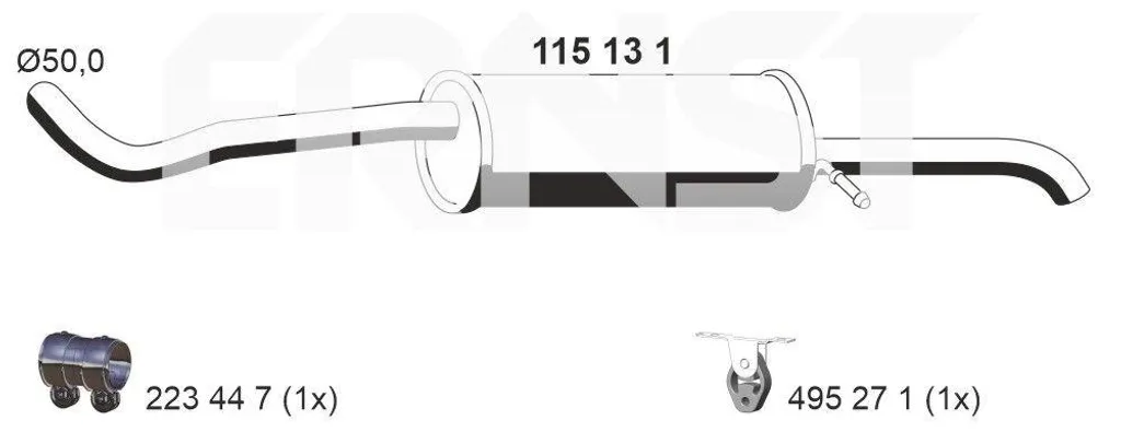 Silencieux arrière ERNST 115131 pour Skoda Fabia II Combi (545) OEM