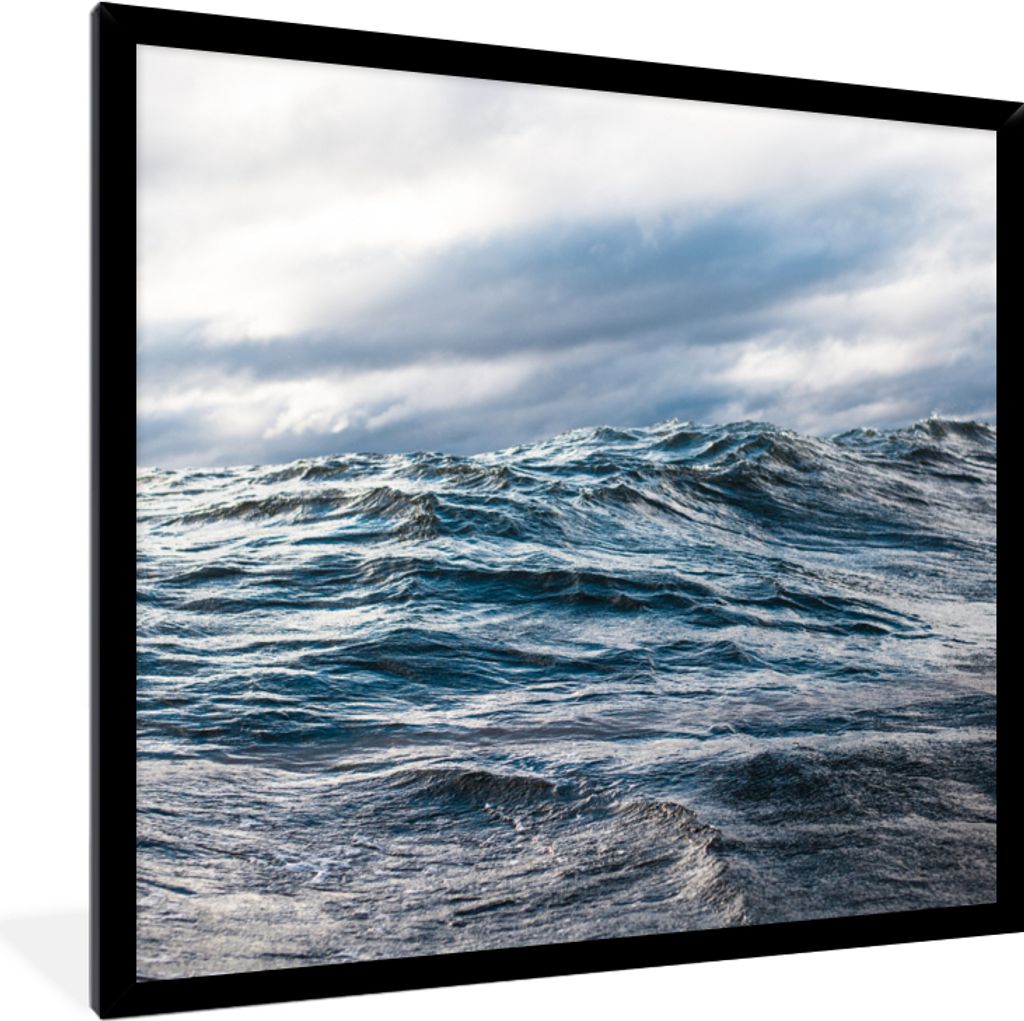 MuchoWow Gerahmtes Poster Meer - Golf - Norwegen 40x40 cm - Poster mit Schwarzem Bilderrahmen Wandposter Rahmen Foto Bilder - Mit Rahmen - Wandde...