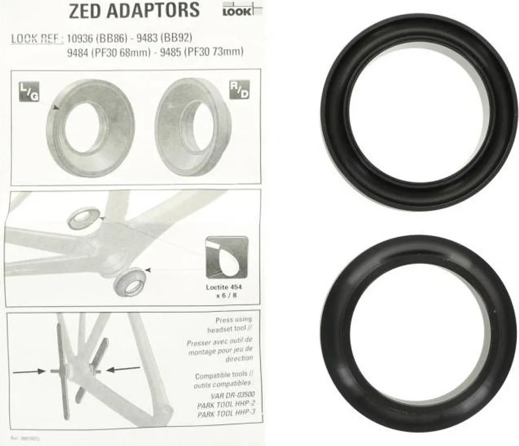 Kit LOOK PF30 73 mm adaptateur haute précision pour axe 30 mm ZED noir