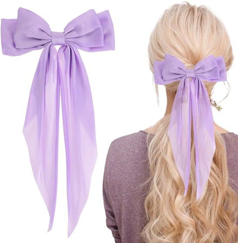 Barrettes Cheveux Longs en Satin Violet avec Pinces Métalliques Robustes