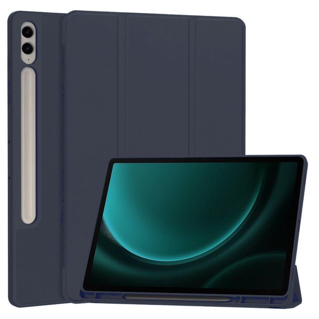 Techsuit Flex Trifold Tablet-Hülle mit Pencil-Halter für Samsung Galaxy Tab S9 FE Plus - Dunkelblau