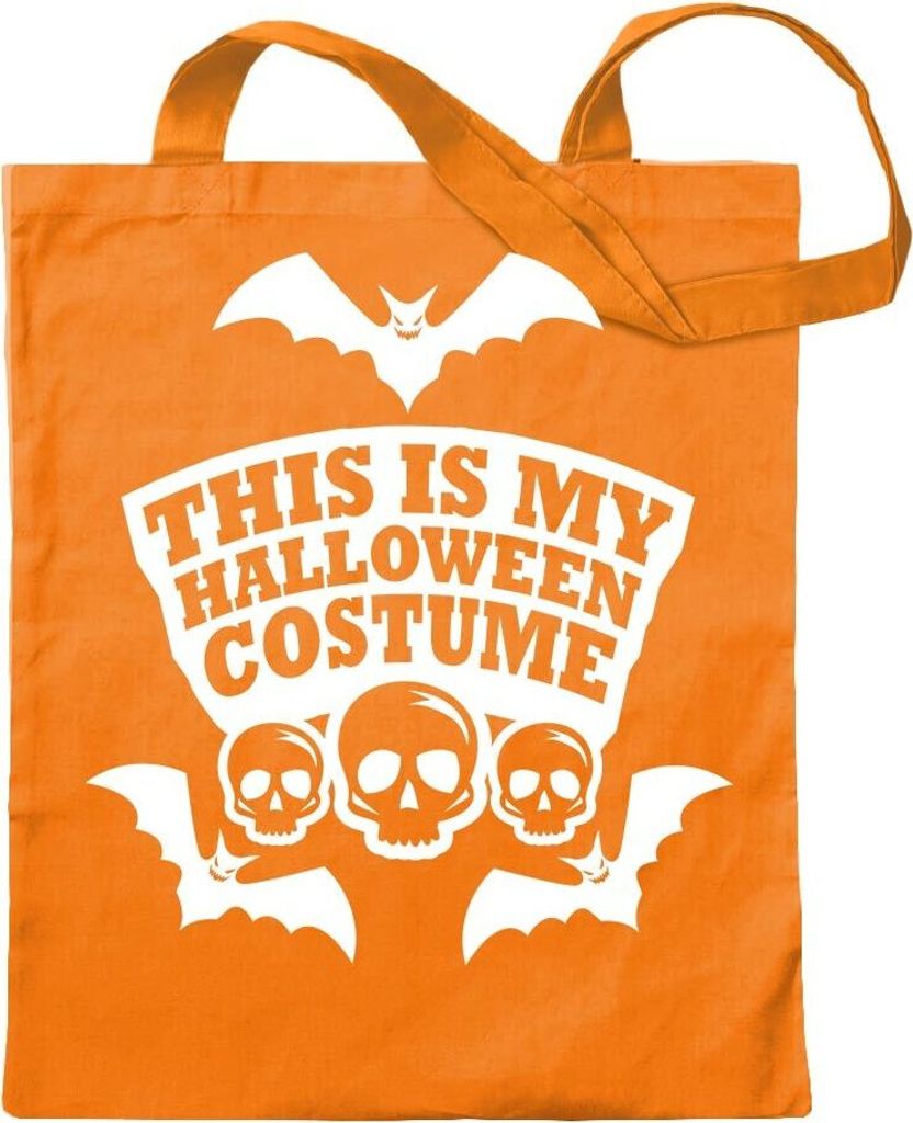 Kiwistar - Baumwolltasche - mandarin - My Halloween Costume 2 - Tragetasche Stoffbeutel Umhängetasche Langer Henkel