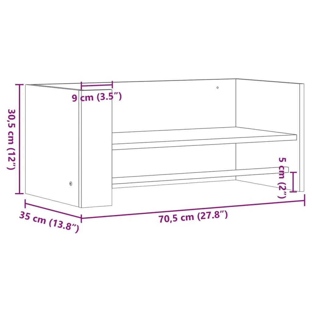 Scaffale a Muro Maison Exclusive Grigio Cemento 70,5cm | Design Moderno - 9