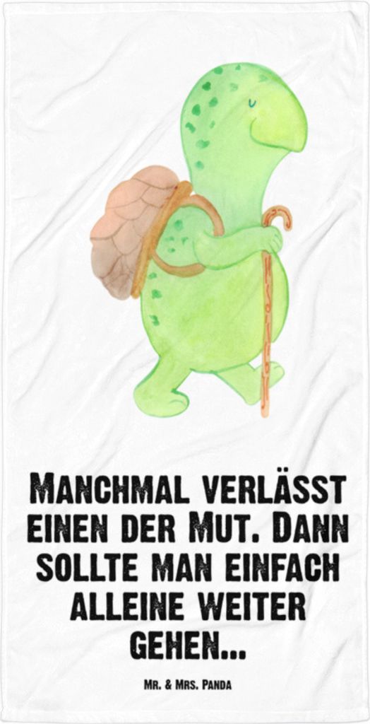 Mr. & Mrs. Panda Handtuch Schildkröte Wanderer - Weiß - Geschenk, Motivationssprüche, Großes Badehandtuch, Motivation, Reisehandtuch, Rucksack,...