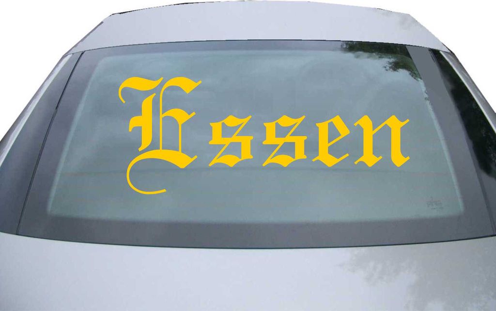 Indigos UG - Aufkleber Heckscheibe & Motorklappe DE6499 - gold - 600x241 mm - Stadt Essen - Auto Scheiben Fenster Heckklappe Tuning Racing JDM - Di...