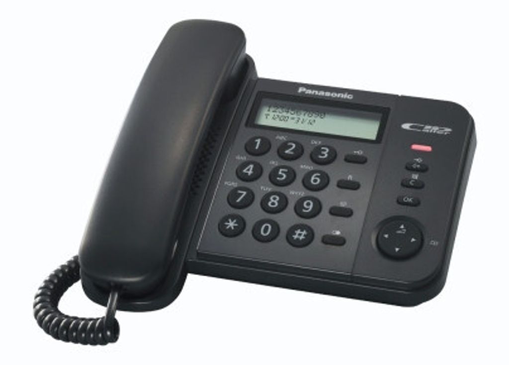 Panasonic KX-TS560EX1B Schwarzes analoges Tischtelefon mit Anrufer-ID und LCD-Display