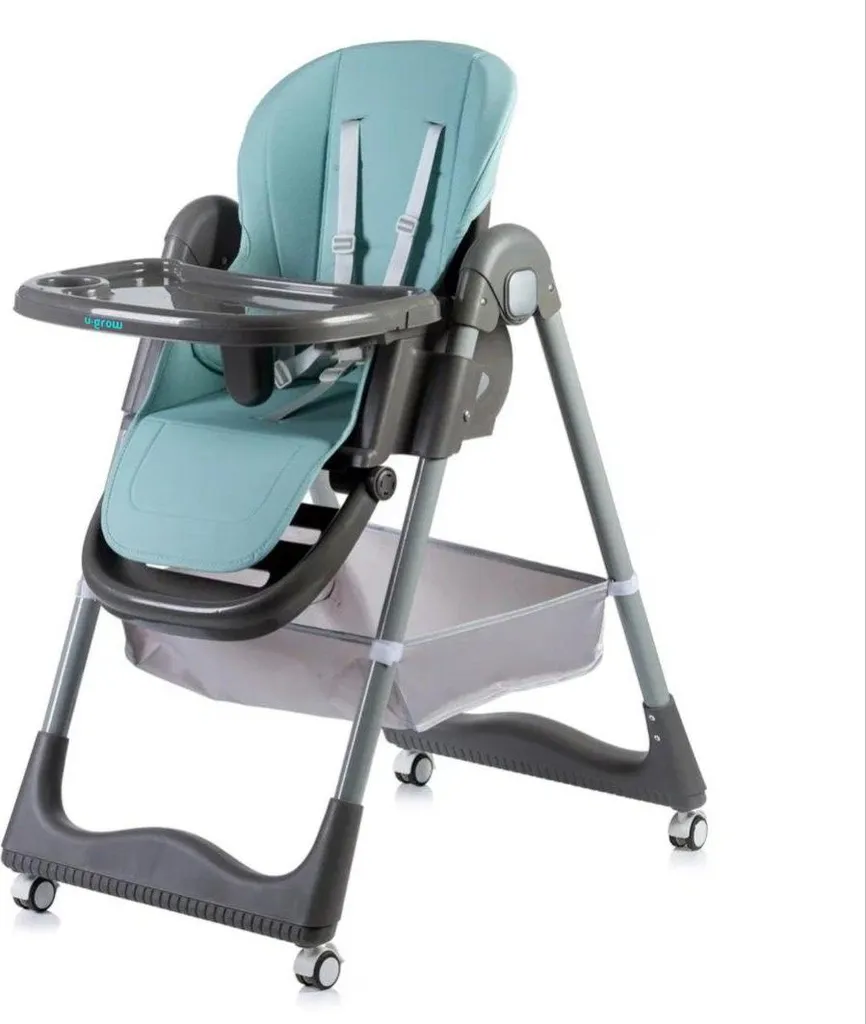 Chaise haute de repas pour bébé bleue pliable et idéale pour voyager