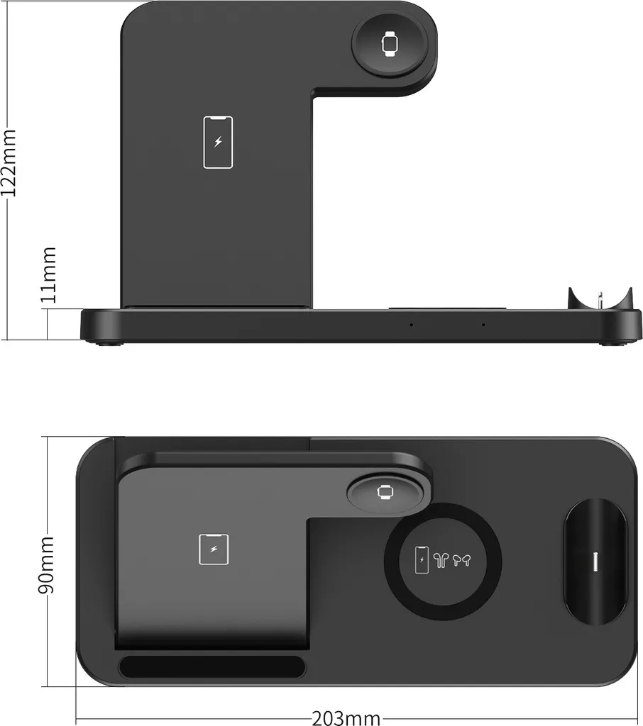 Station de charge rapide 4 en 1 compacte avec support noir - 7