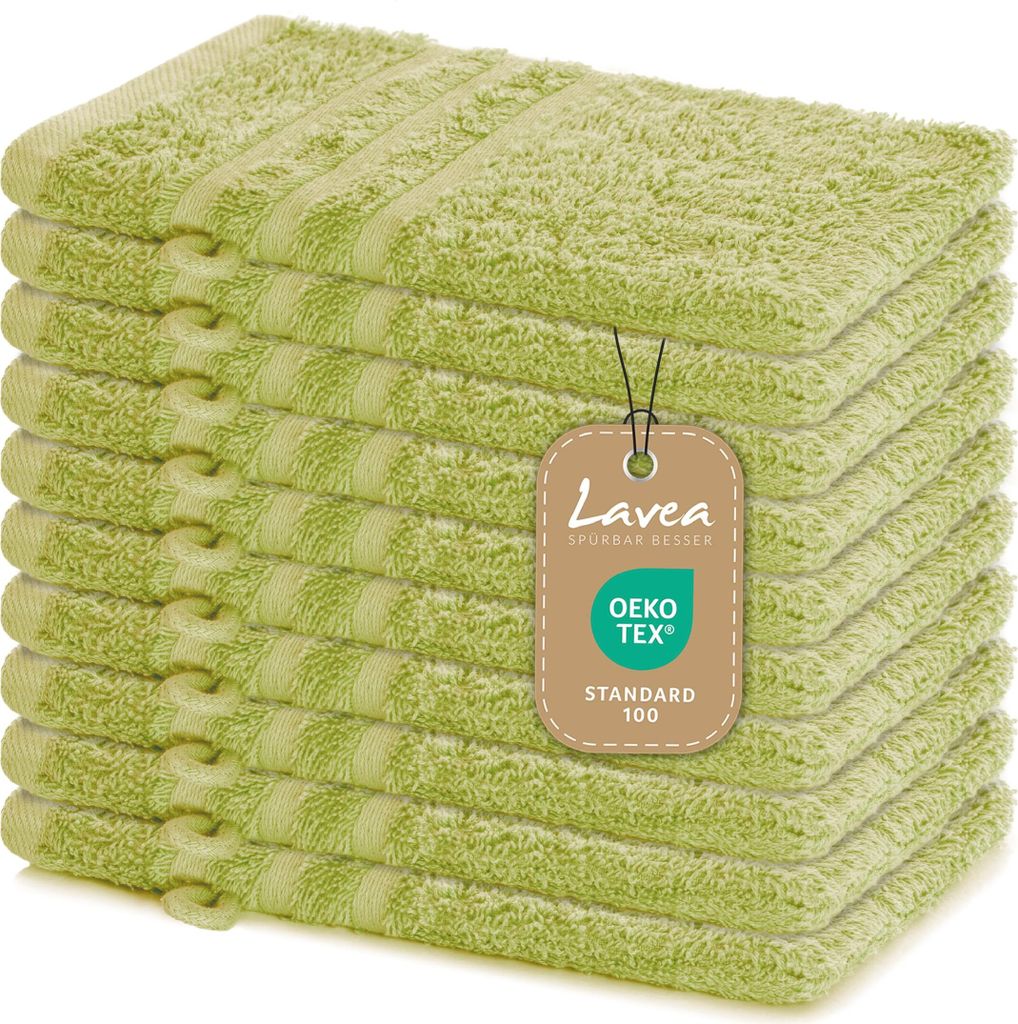 Lavea® 10er Set Waschhandschuh 15x21 cm – Saugstark Weich Produktbild 