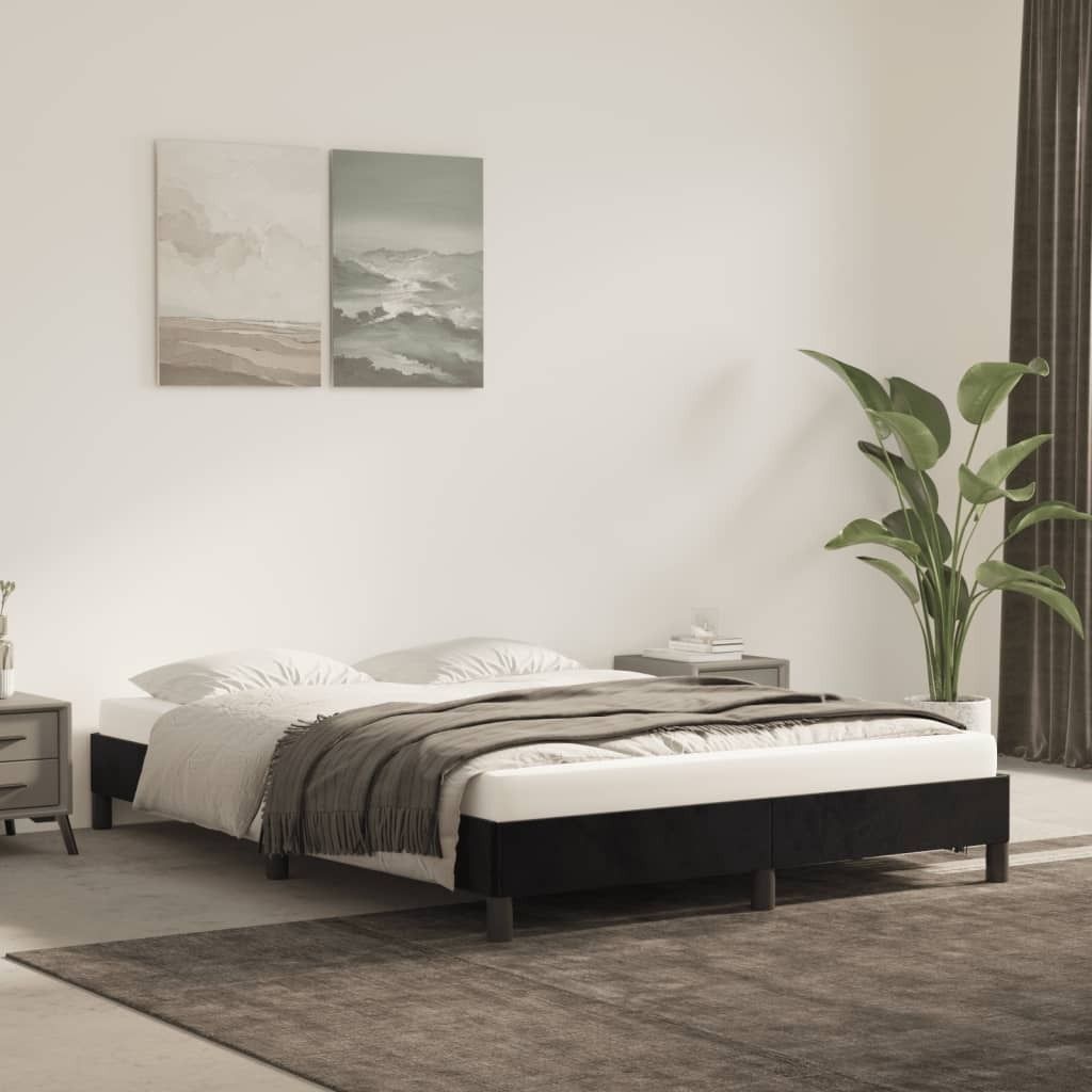 The Living Store Bettgestell Schwarz 140x190 cm Samt