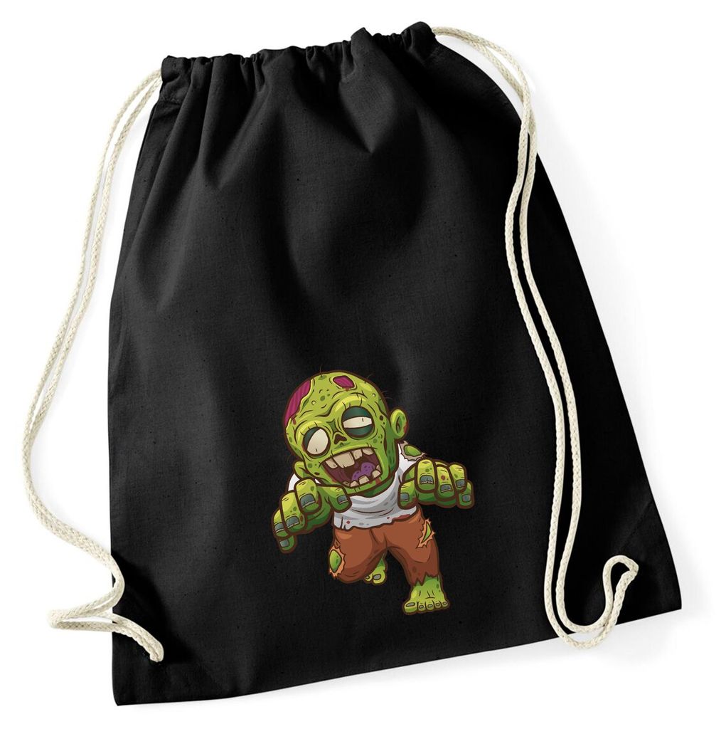 Huuraa Turnbeutel Zombie Fabelwesen 12 Liter Black Baumwolle Rucksack Geschenkidee