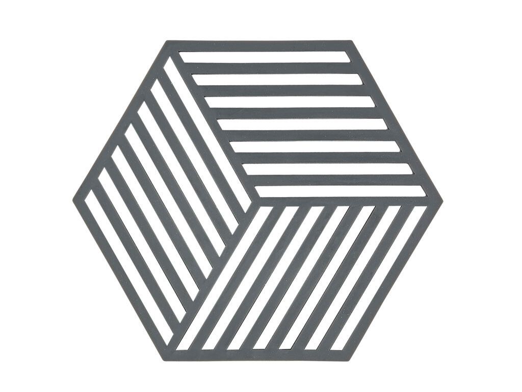 Zone Denmark Topfuntersetzer Hexagon Streifen 14 x 16 cm Silikon Cool Grey