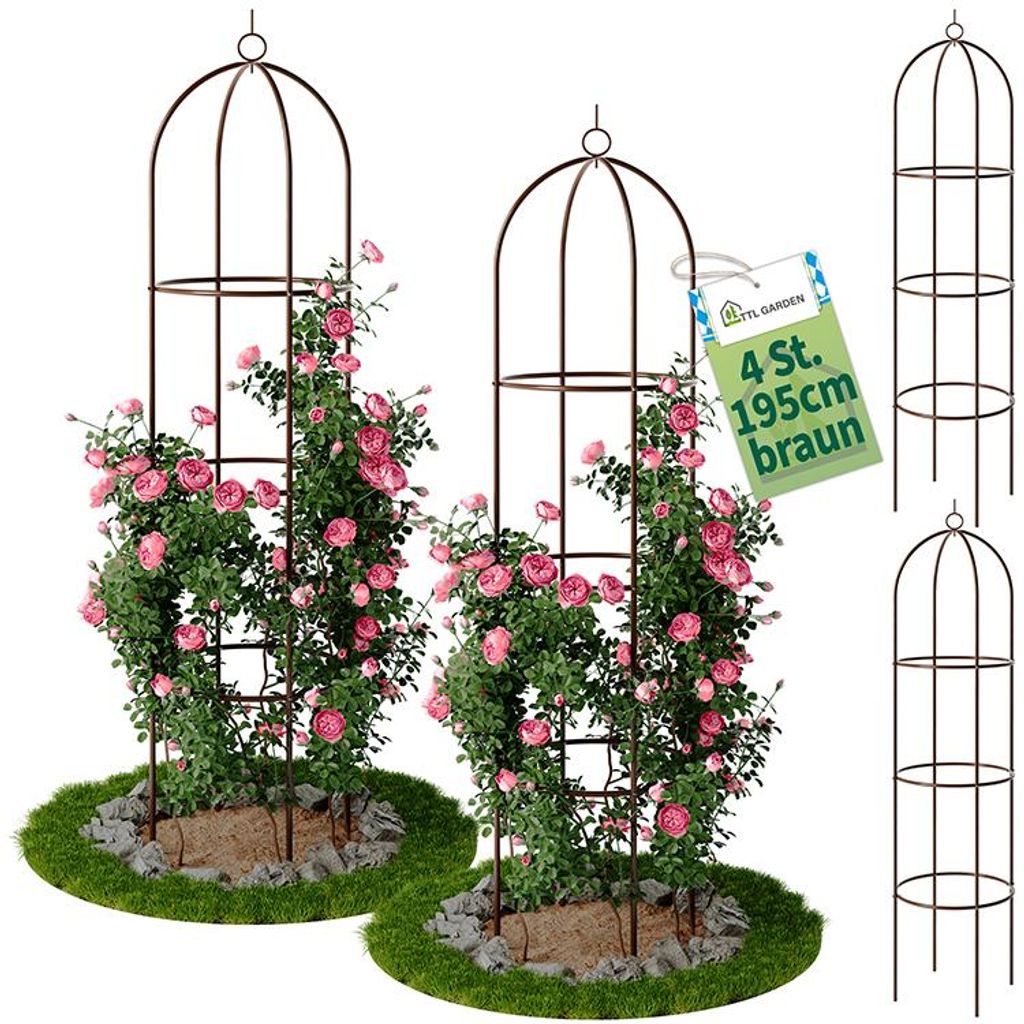 TTL GARDEN Rankhilfe Obelisk XL 195x40cm braun 4er Set – Produktbild 