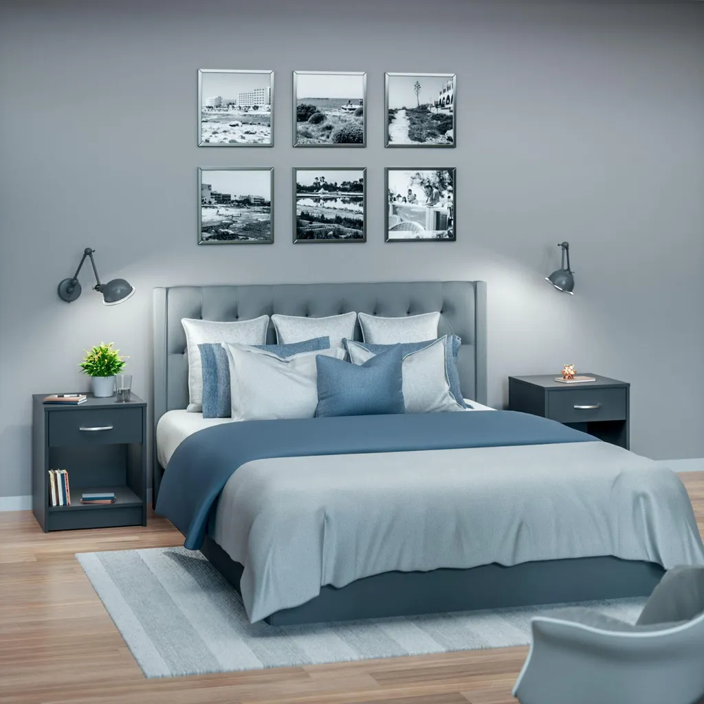 Table de nuit anthracite modèle Hamburg - Ensemble de 2 pièces design