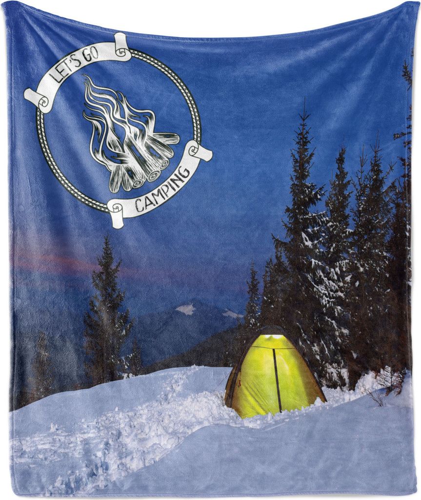 ABAKUHAUS Camping Weich Flanell Fleece Decke, Winter Adventure Zelt Schnee, Gemütlicher Plüsch für den Innen- und Außenbereich, 125 x 175 cm, G...