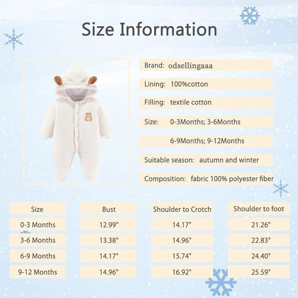 Baby Winter Overall Bärenoutfit Neugeborener Kapuzenmantel Produktbild 5