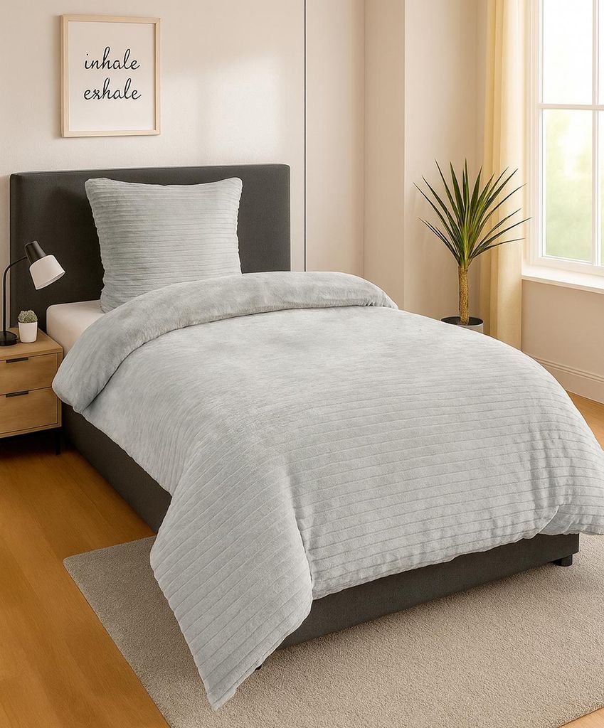 Heimtexland Winter Bettwäsche Cord kuschelig weich und warm Cashmere Touch Wende Bettbezug 80x80 I 135x200 Super Soft temperaturausgleichend atmun...