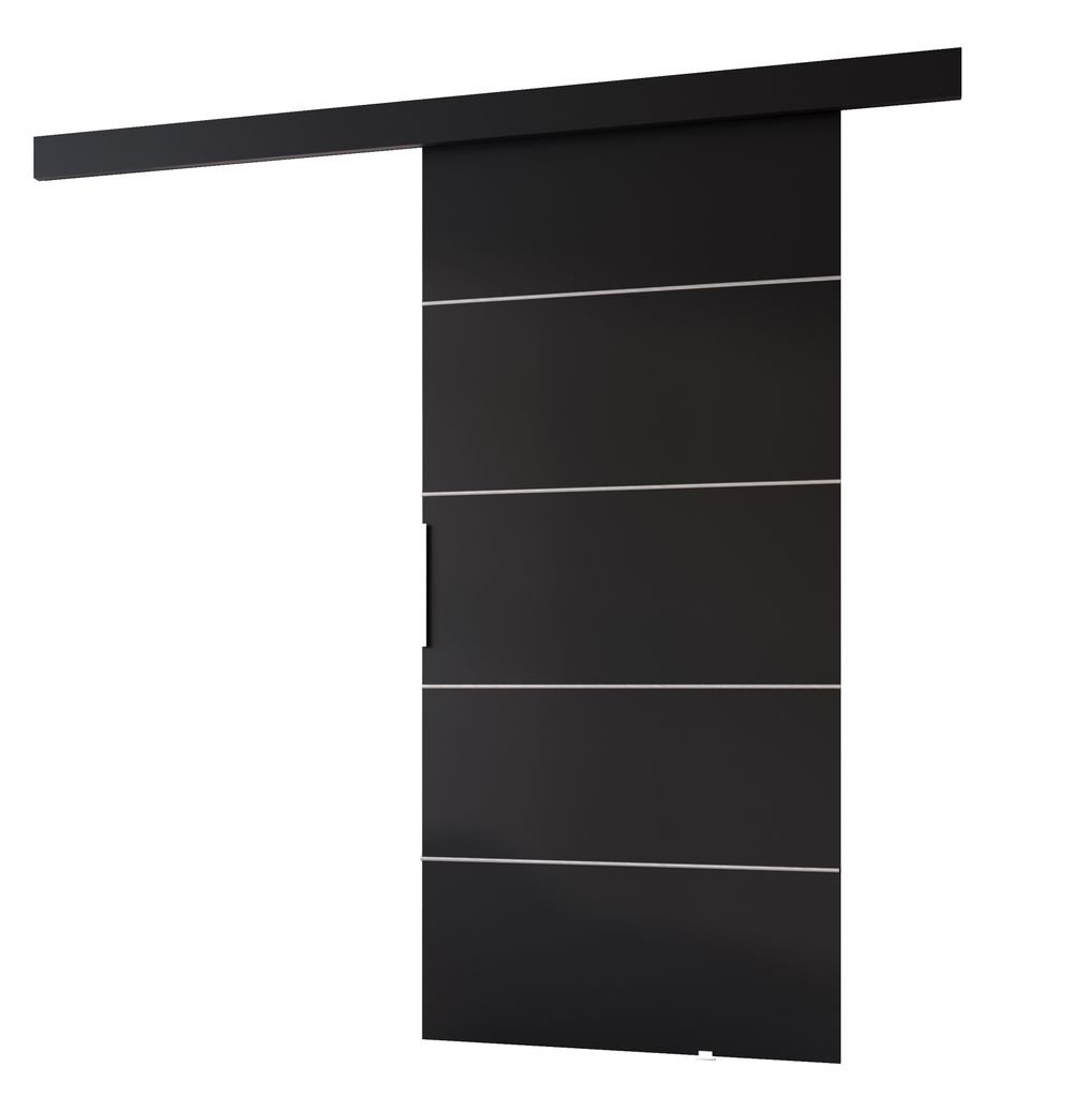 MINIO go for it, Schiebetür "CLEAN B", 76 cm, Zimmertür, mit silbernen Dekorelementen, Schwarz Farbe