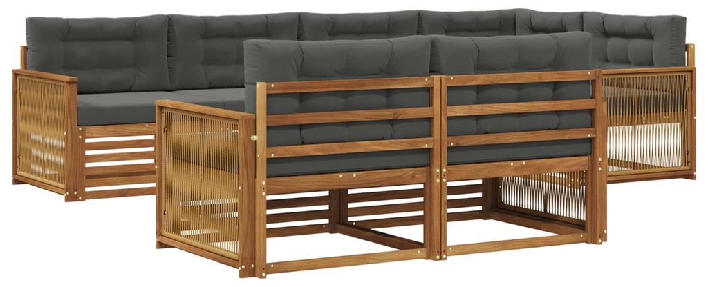 vidaXL Outdoor-Sofagarnitur mit Kissen 7 pcs Natur und Anthrazit