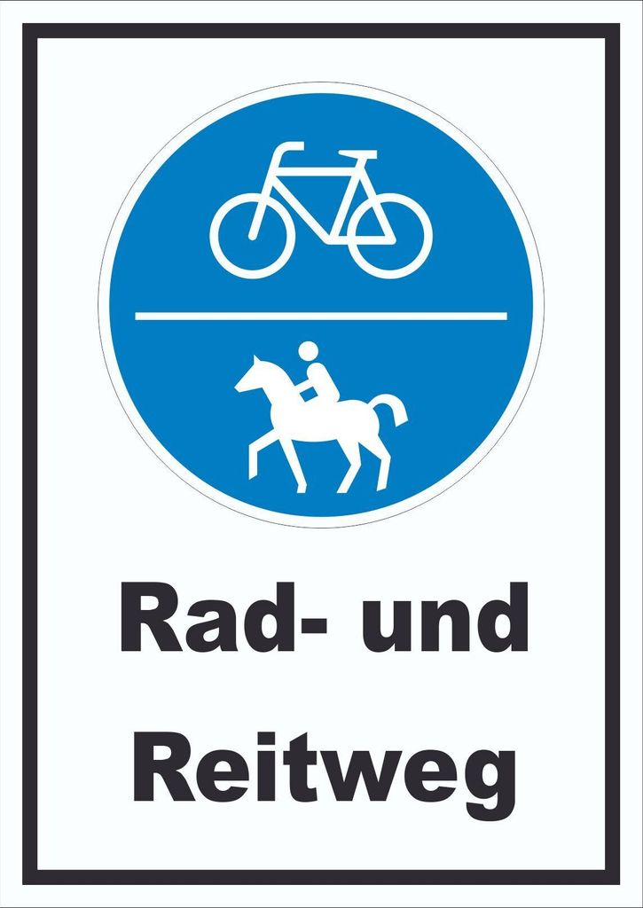 Schild Rad- und Reitweg A6 Rückseite selbstklebend