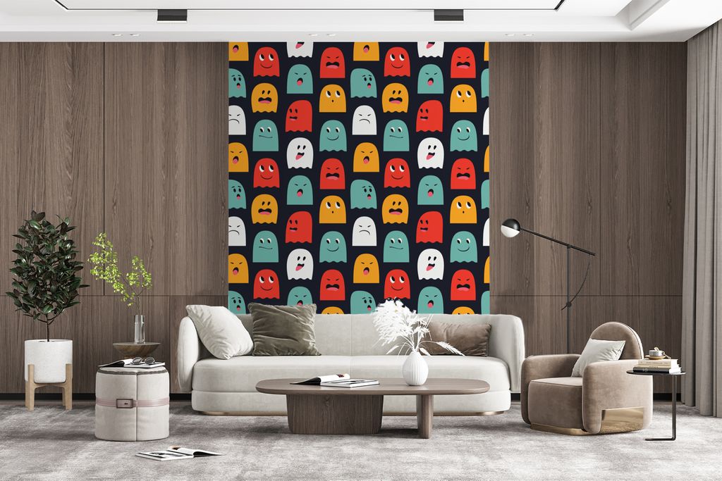 MuchoWow Fototapete für Wohnzimmer oder Schlafzimmer Wandtapete Vinyl Motivtapete Muster - Pacman - Spiele - Geist - Jungen - Kinder - Kinder - ...