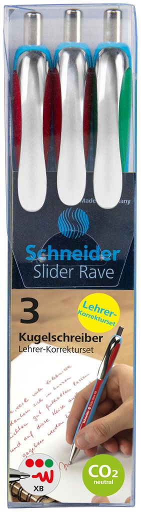 Schneider Schreibgeräte 3 Schneider Kugelschreiber Slider Rave blau Schreibfarbe farbsortiert