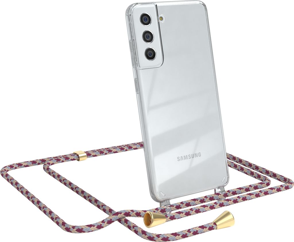 EAZY CASE Handykette kompatibel mit Samsung Galaxy S21 FE 5G Kette, Handyhülle mit Umhängeband, Handykordel, Schutzhülle, Kette, Silikonhülle, ...
