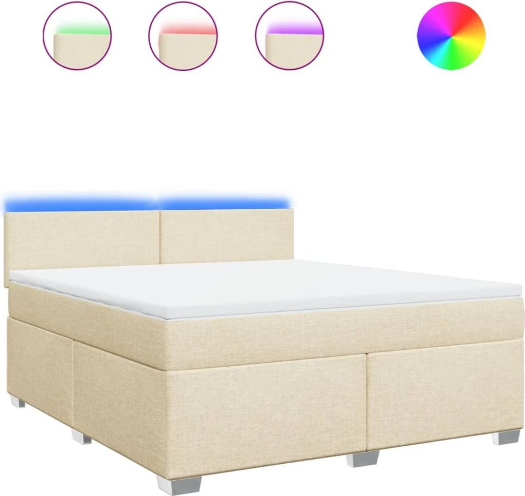 Boxspringbett mit Matratze Creme 180x200 cm Stoff