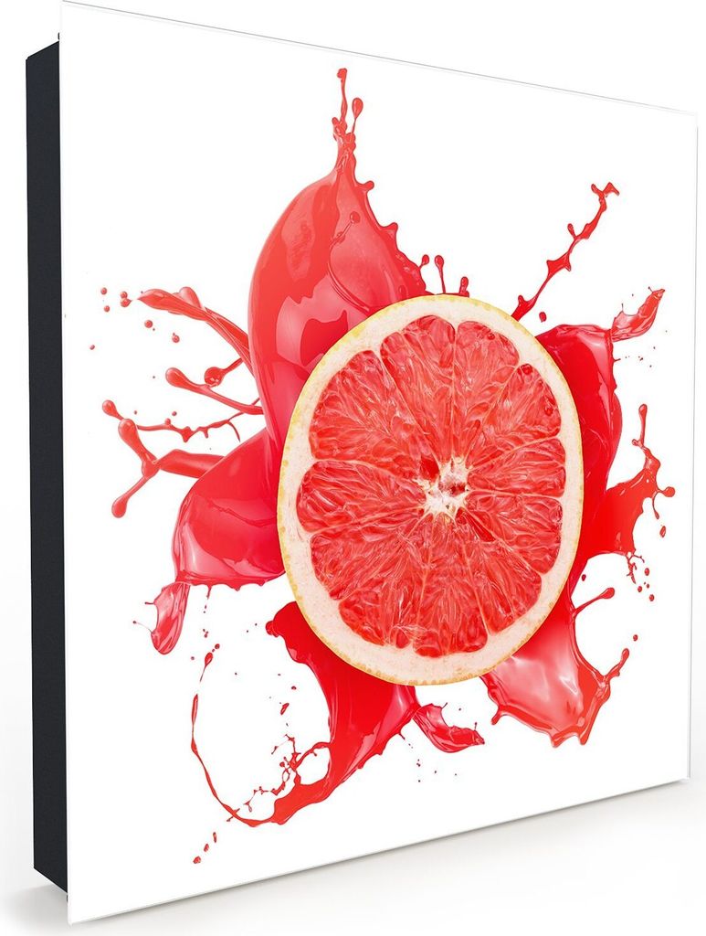 Nachbildung-Schlüsselkasten, Magnetpinnwand und Memoboard mit Glasfront Motiv Blutorange mit Spritzer