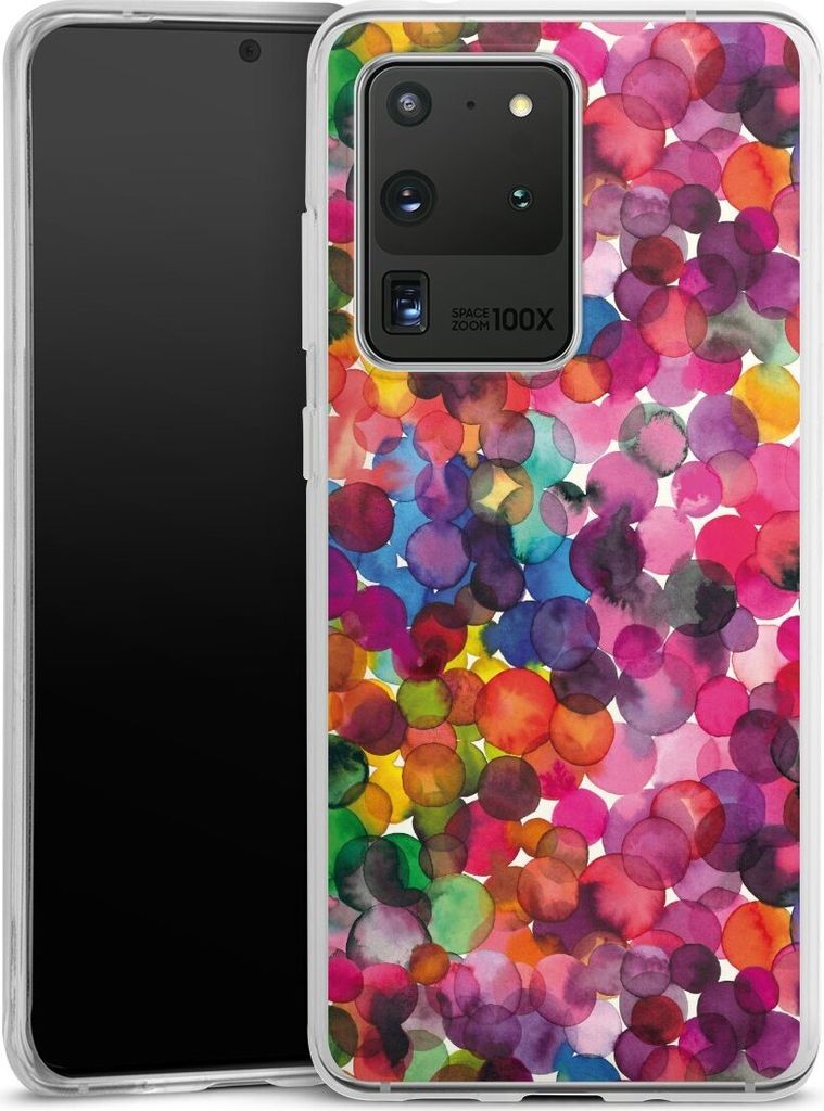 DeinDesign Handyhülle für Samsung Galaxy S20 Ultra Silikon Hülle Case Smartphone Schutzhülle Punkte Wasserfarbe bunt