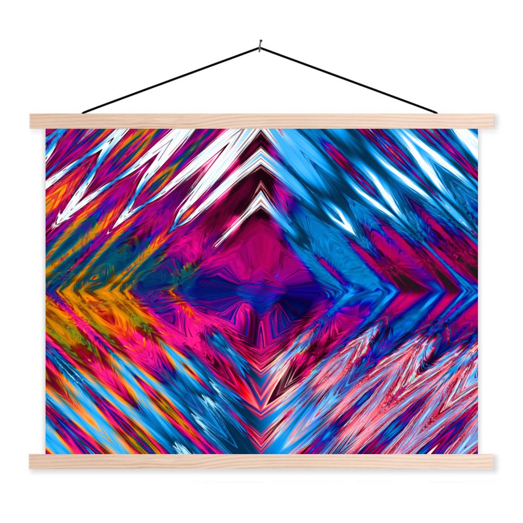 MuchoWow Textilposter Kunst - Diamanten - Psychedelisch 150x113 cm mit holzfarbenen Rahmen - Poster