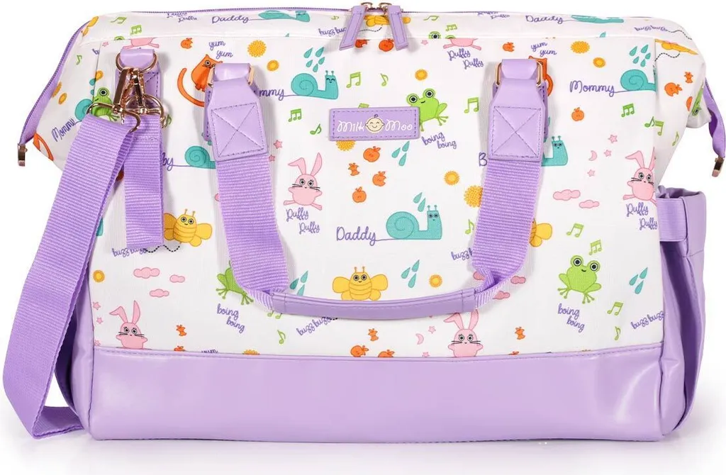 Sac à langer violet Milk&Moo : fini le désordre avec ses 10 compartiments