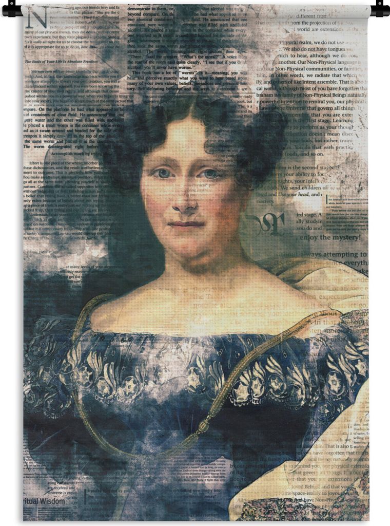 MuchoWow Wandteppich Wandbehang Johanna Henriette Engelen - Dubois Drahonet - Zeitungsartikel 120x180 cm Tapisserie Dekoration Wandtuch - Schlafz...