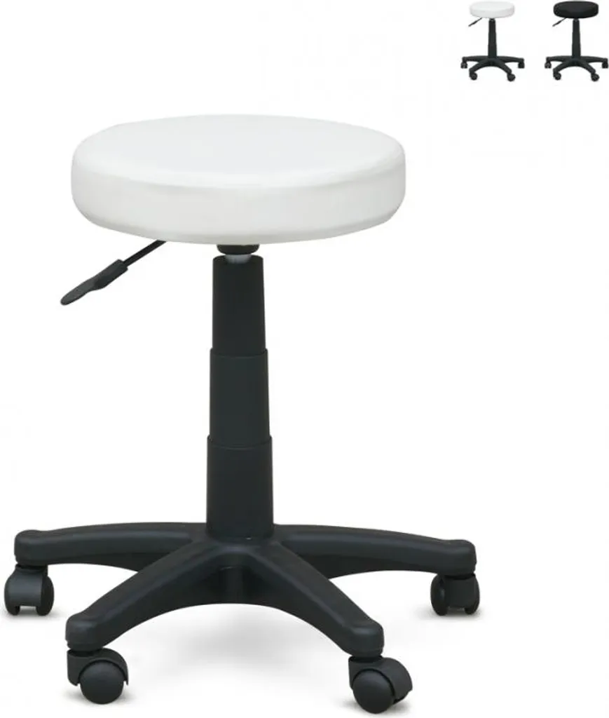 Tabouret de travail à roulettes Speedy blanc pour bureau et cabinet