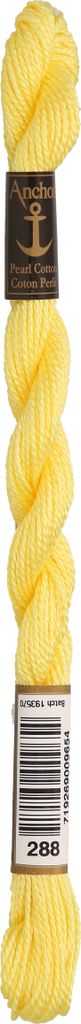 Anchor Perlgarn Stärke 5 4585000-00288 zitronengelb Stickgarn, 100 % Baumwolle, 5g Strängchen