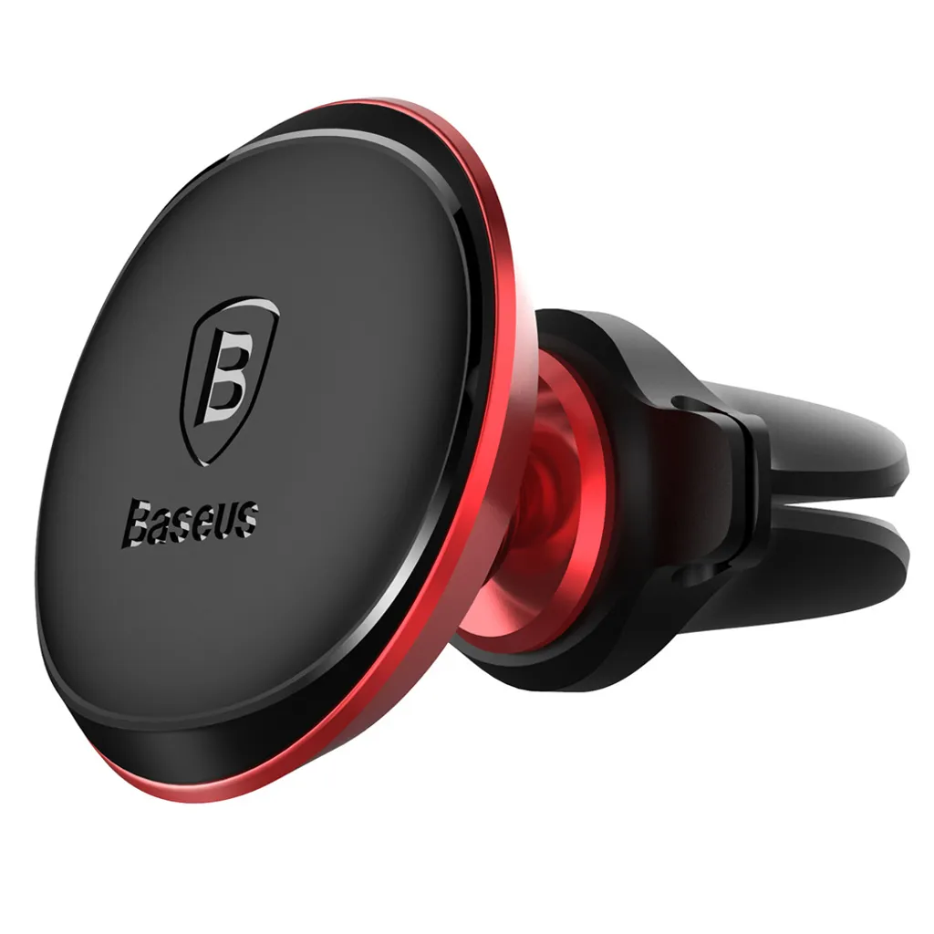 BASEUS Supporto magnetico per cellulare per auto rosso - Testa girevole a 360° e clip per cavi