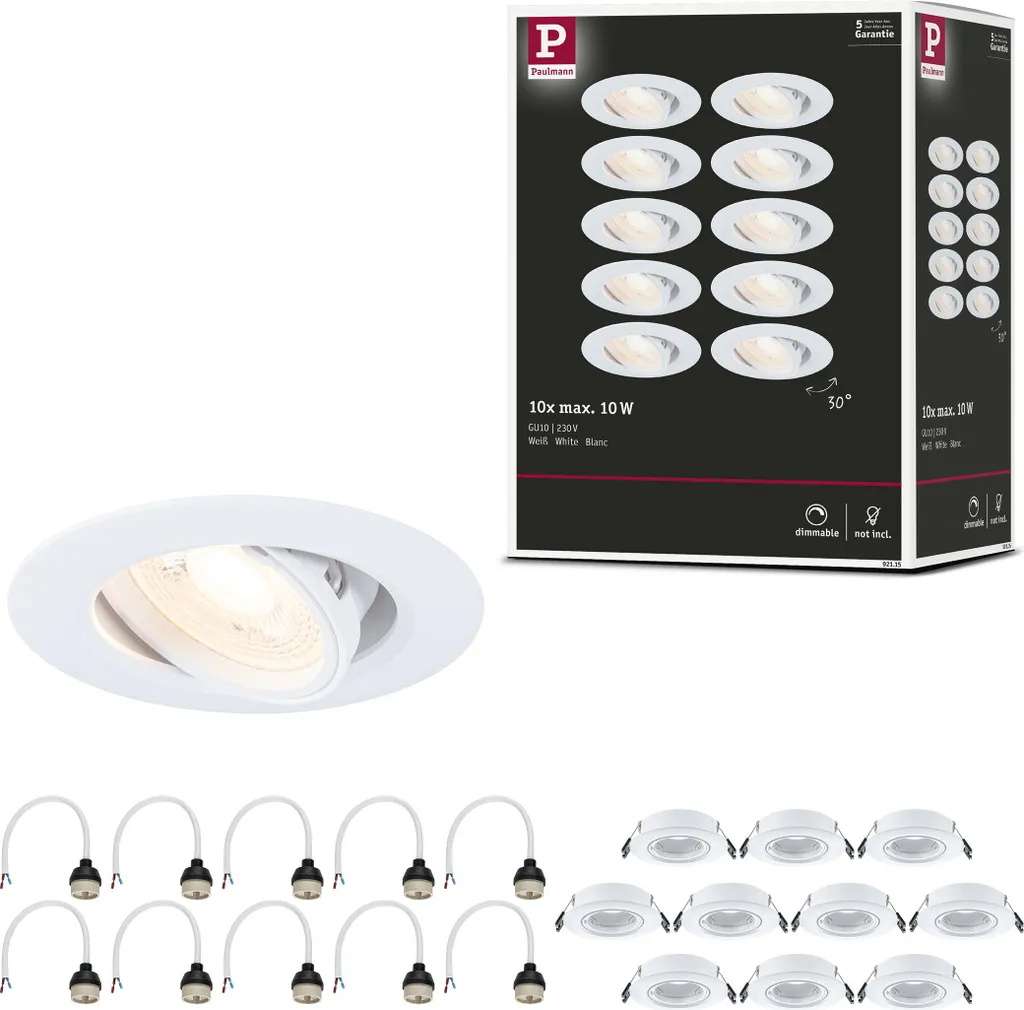 Kit 10 Luci Incasso Paulmann Orientabili GU10 - Installazione Facile
